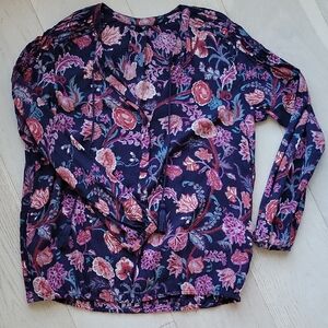 Lucky Brand Floral Blouse - Navy and Pink